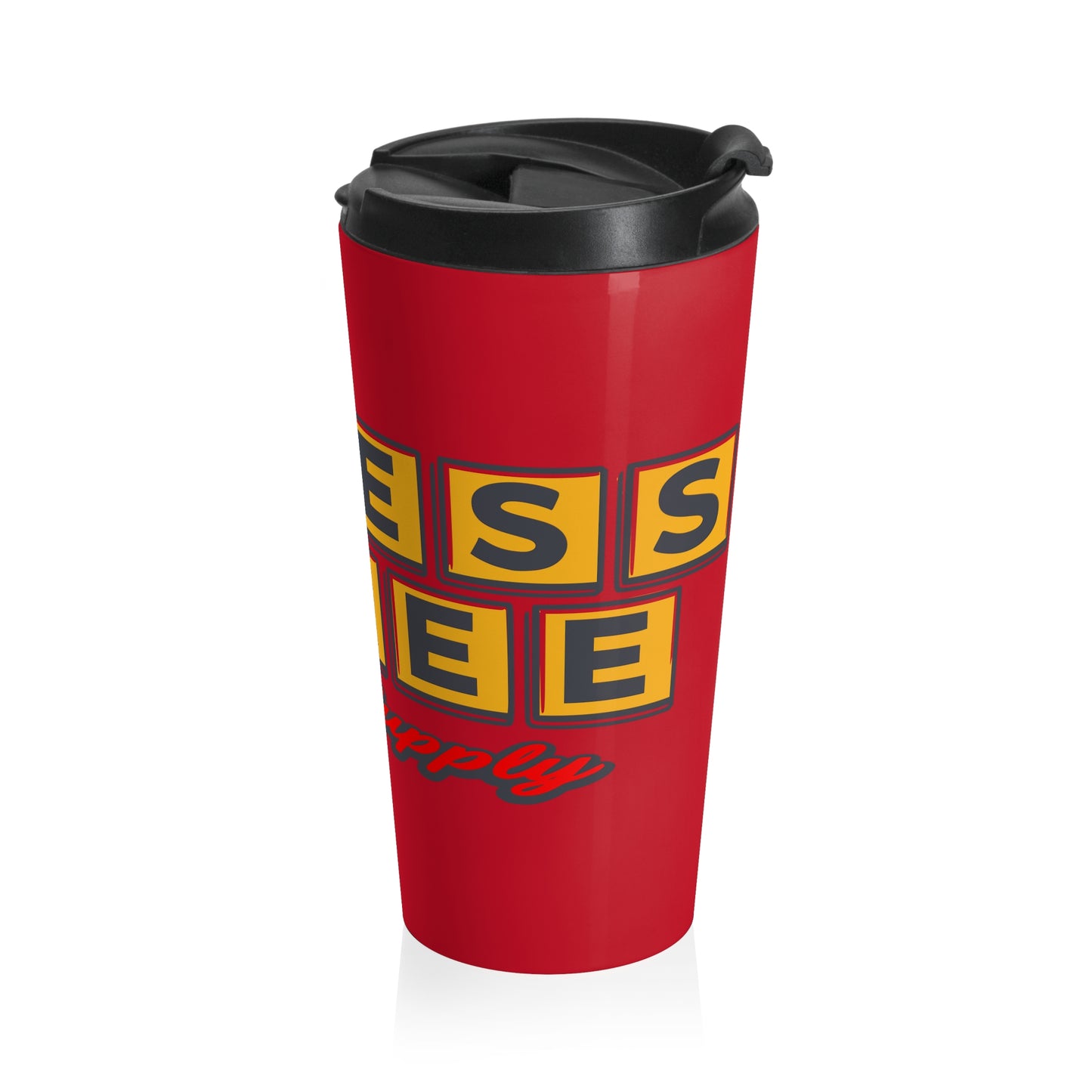 Retro Block Letter Stainless Steel Travel Mug