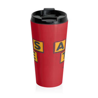 Retro Block Letter Stainless Steel Travel Mug