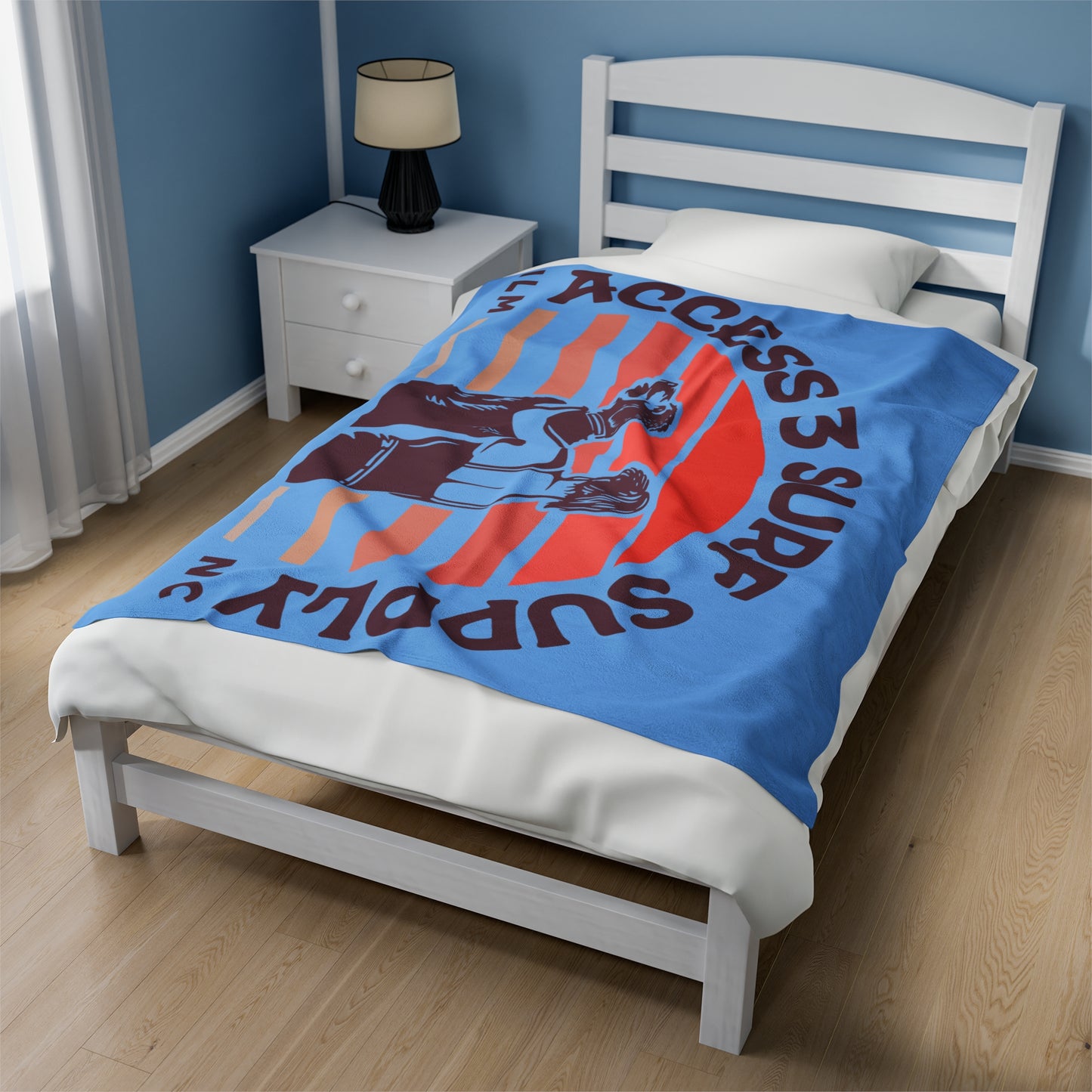 Cozy Velveteen Plush Blanket - Surf Vibes Design